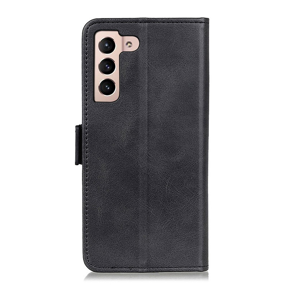 Samsung Galaxy S22 5G Vintage Leder Tasche Flip Cover Fashion Design - Schwarz
