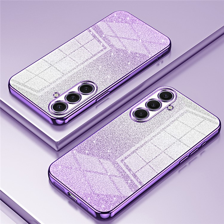 Samsung Galaxy S25  Plus Gummi Case Schutzhülle im Glitzer Design - Violett / Silber