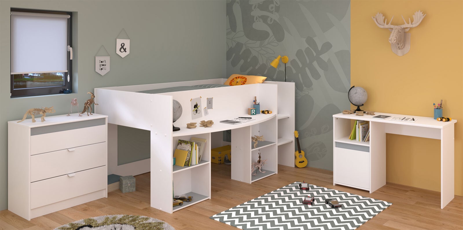 Parisot Kinderzimmer Pirouette 15 weiß / grau / rosa