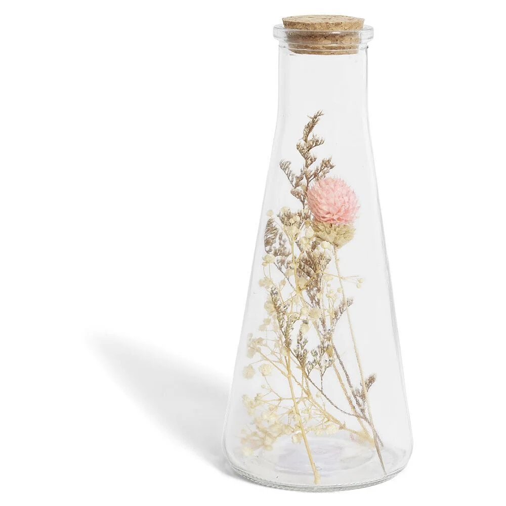 Pot avec fleur séchée Ø8xH19cm
