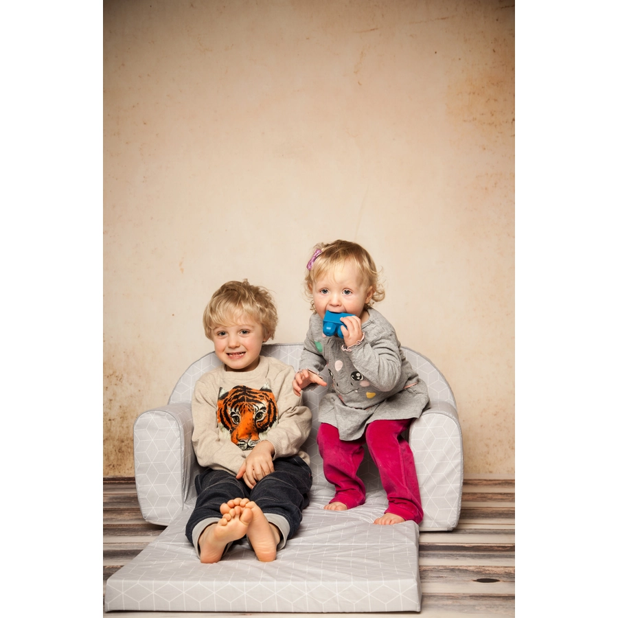 knorr toys® Kindersofa Geo cube grey grau