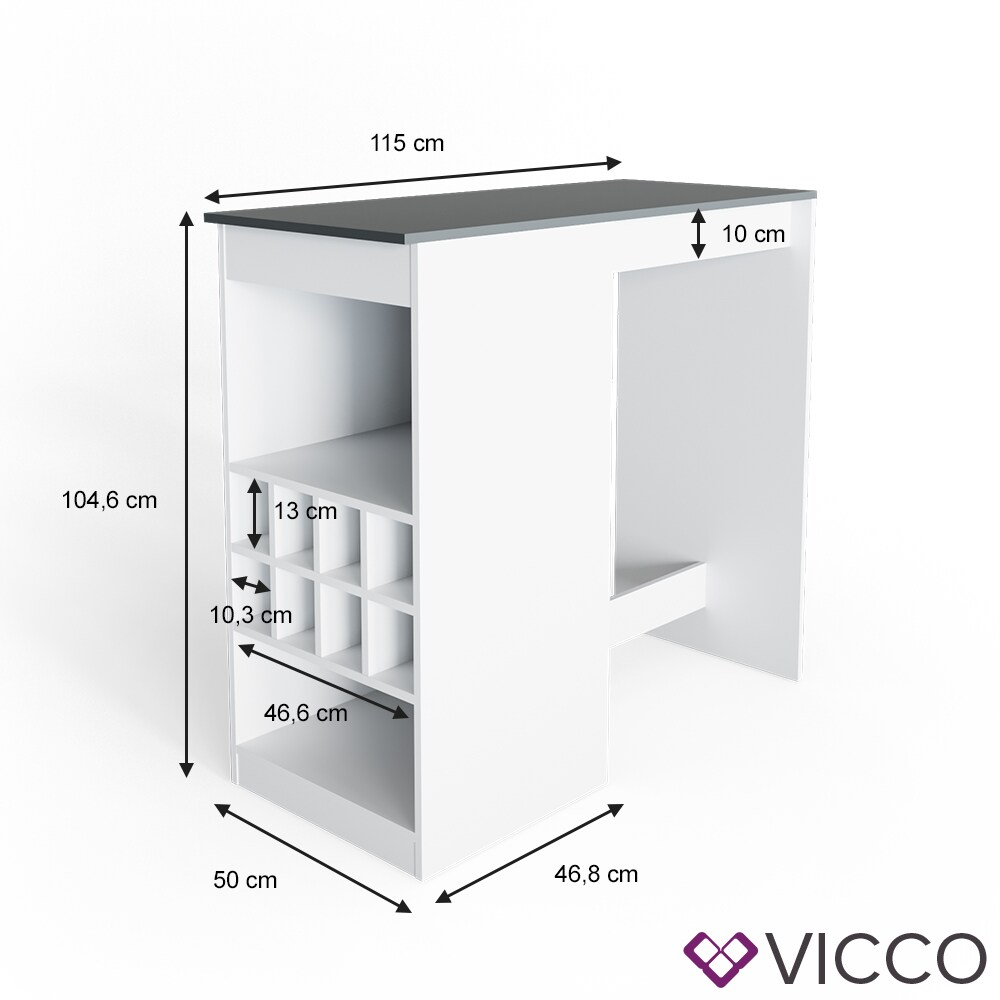 VICCO Bartisch ROSS Weiß Anthrazit Bartresen Stehtisch Tresentisch Bistrotisch