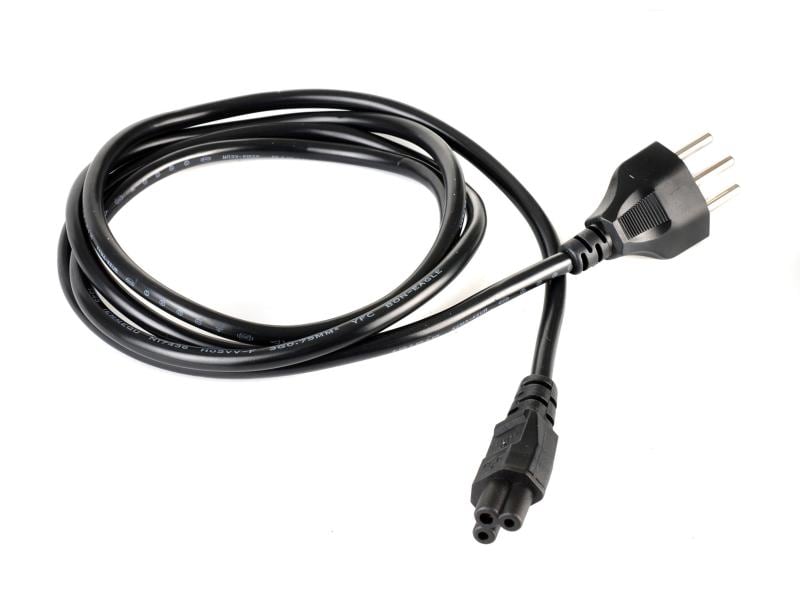FURBER.power Netzkabel C5-T12 1.8 m Schwarz Stromkabel mit Mickey-Mouse-Stecker, H05VV-F 3G0.75