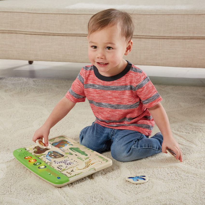 Puzzle interactif en bois - Mon Premier Puzzle des Animaux - Ecru