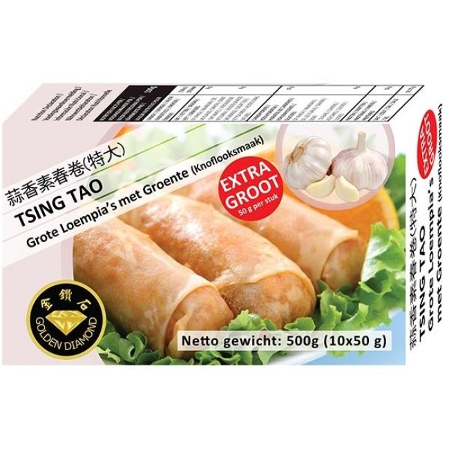Golden Diamond Grote Loempia's met Groente en Knoflooksmaak 10x50g