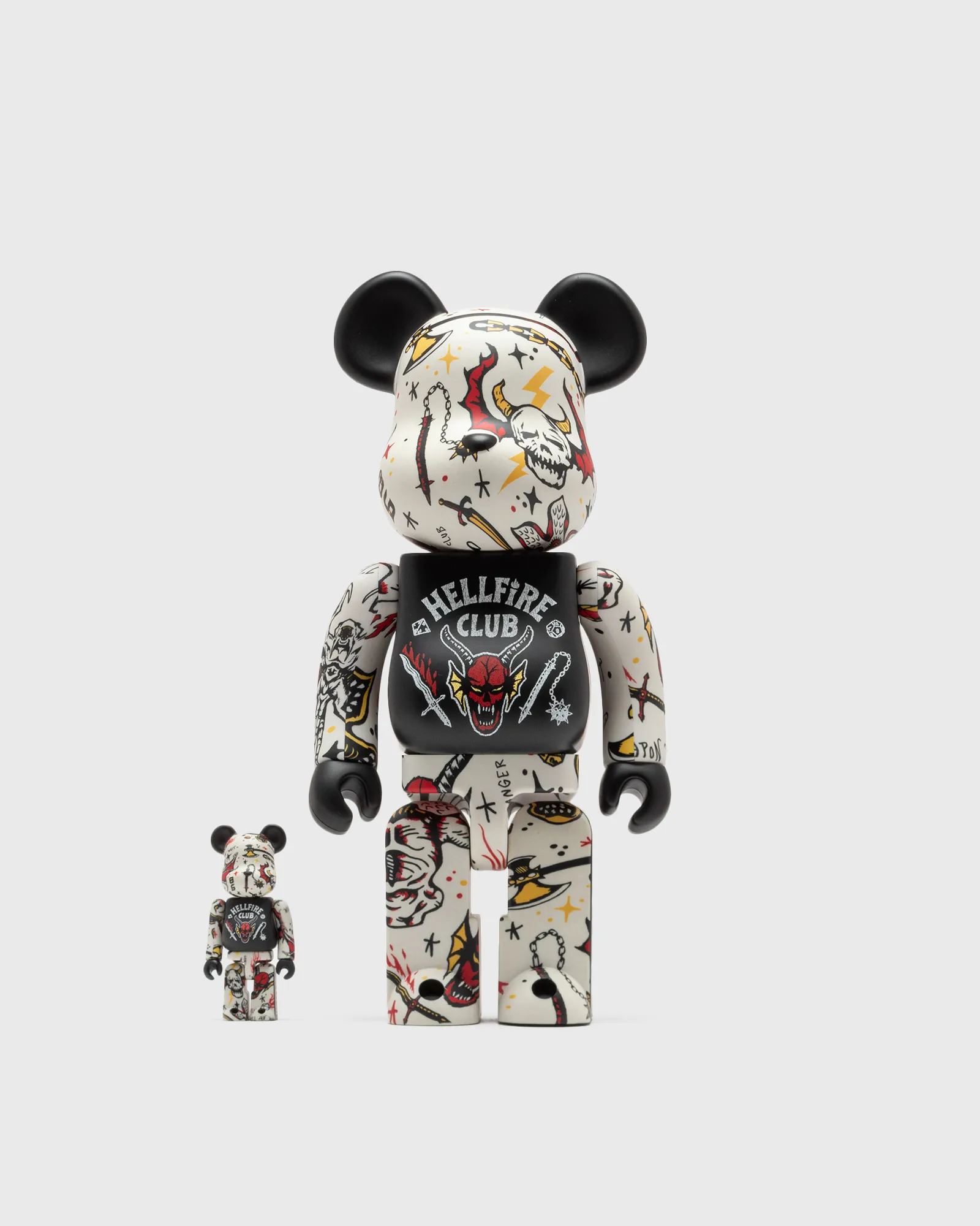 MEDICOM BEARBRICK 100% 400% STRANGER THINGS HELLFIRE CLUB