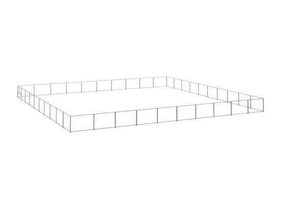 Chenil extérieur cage enclos argenté 1000 x 1000 x 70 cm 02_0000232