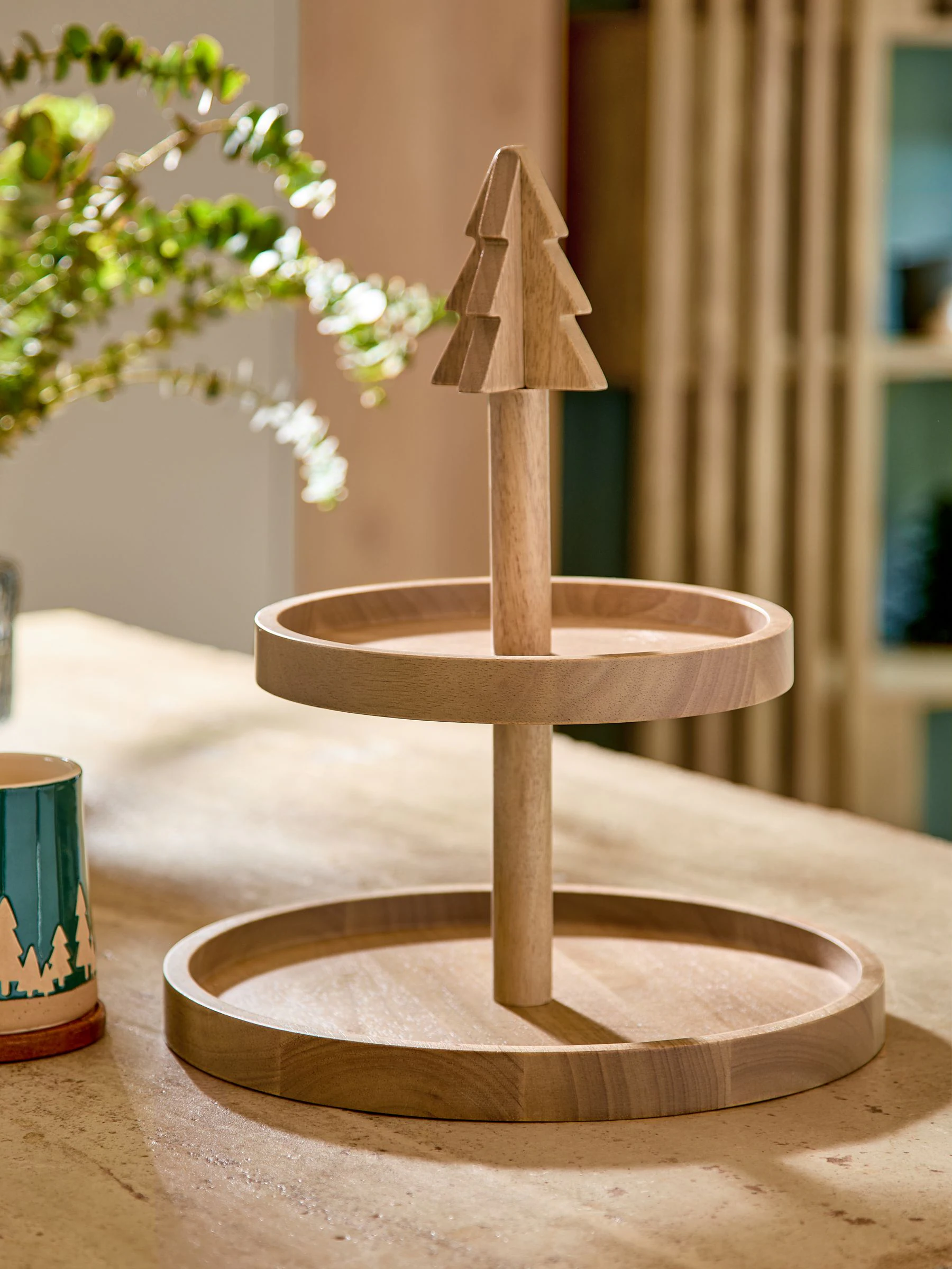 Kerstmis boom Taartplateau met twee niveaus