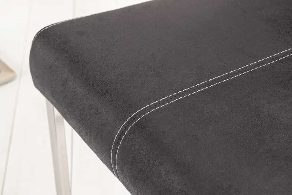Freischwinger Stuhl SAMSON vintage grau Edelstahlrahmen mit Komfortgriff