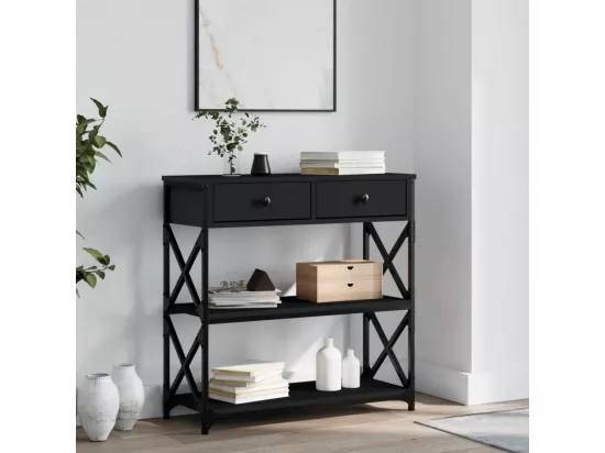 Table console noir 75x28x75 cm bois d'ingénierie