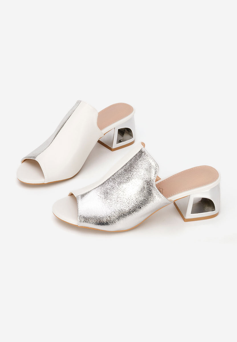 Mules à talon épais blancs Floriana V2