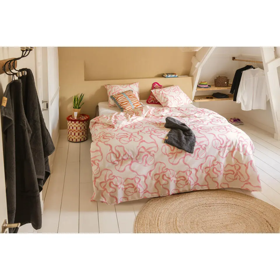 Dindi Home - Dekbedovertrek Pink Party - 200x220 cm - Off White / Roze