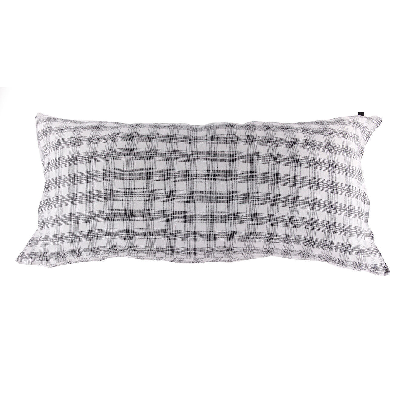 Haomy Housse de coussin 100% Lin Monza blanc/noir - 55x110 cm