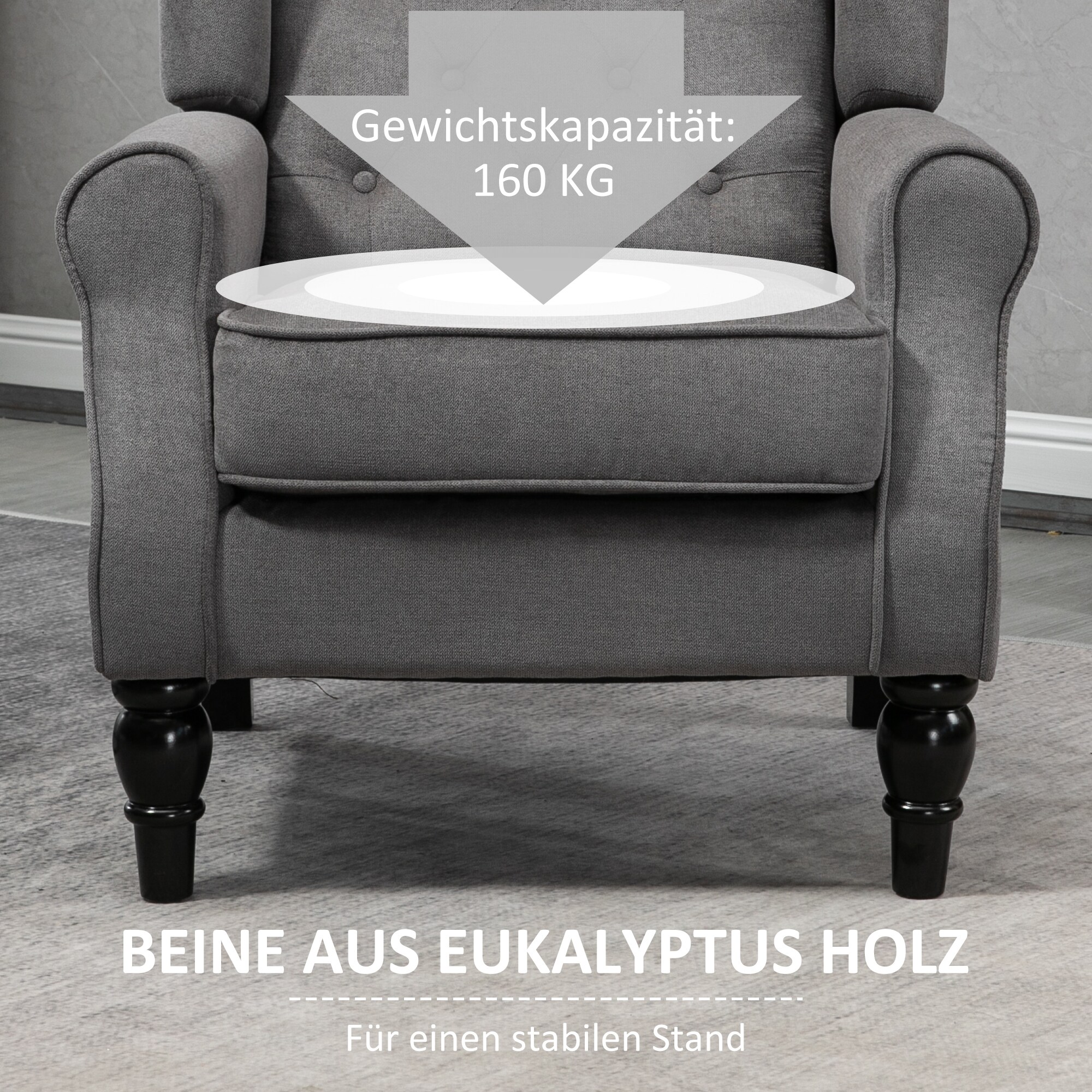 HOMCOM Relaxsessel mit Tufting 76 x 86 x 108 cm (BxTxH)