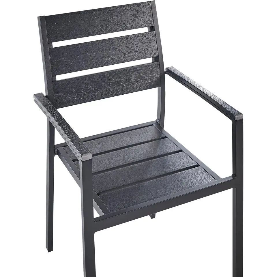 VERNIO - Tuinstoel set van 6 - Zwart - Kunsthout/Aluminium