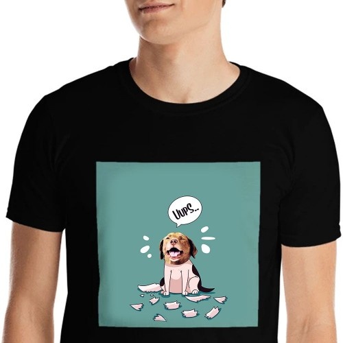 Camiseta masculina Mascochula, personalizada com a foto do seu animal de estimação preto.