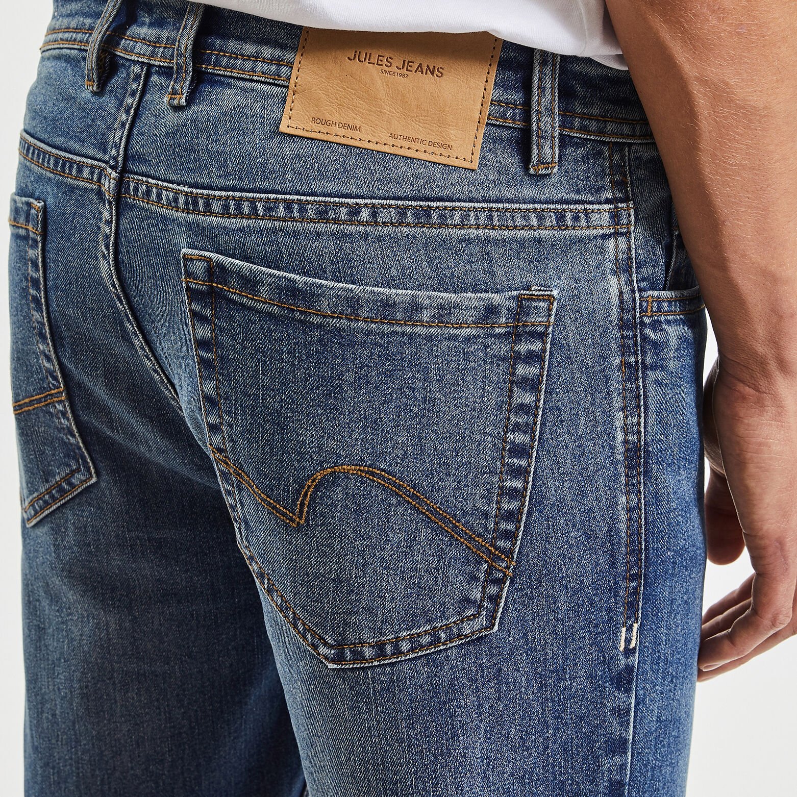 Jean slim en coton et polyester recyclés Bleu