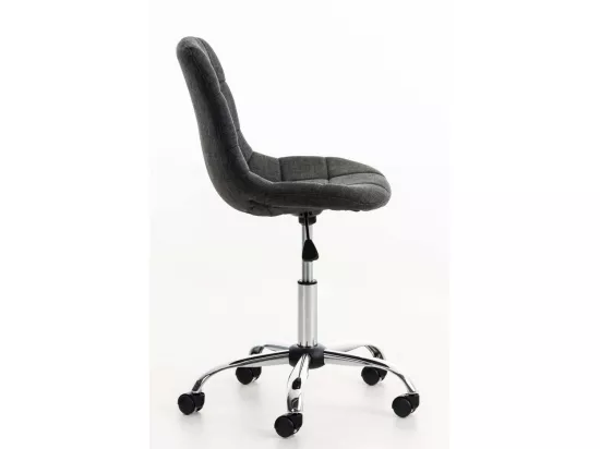 Chaise de bureau - Tissu & Métal chromé - Gris foncé - Emil