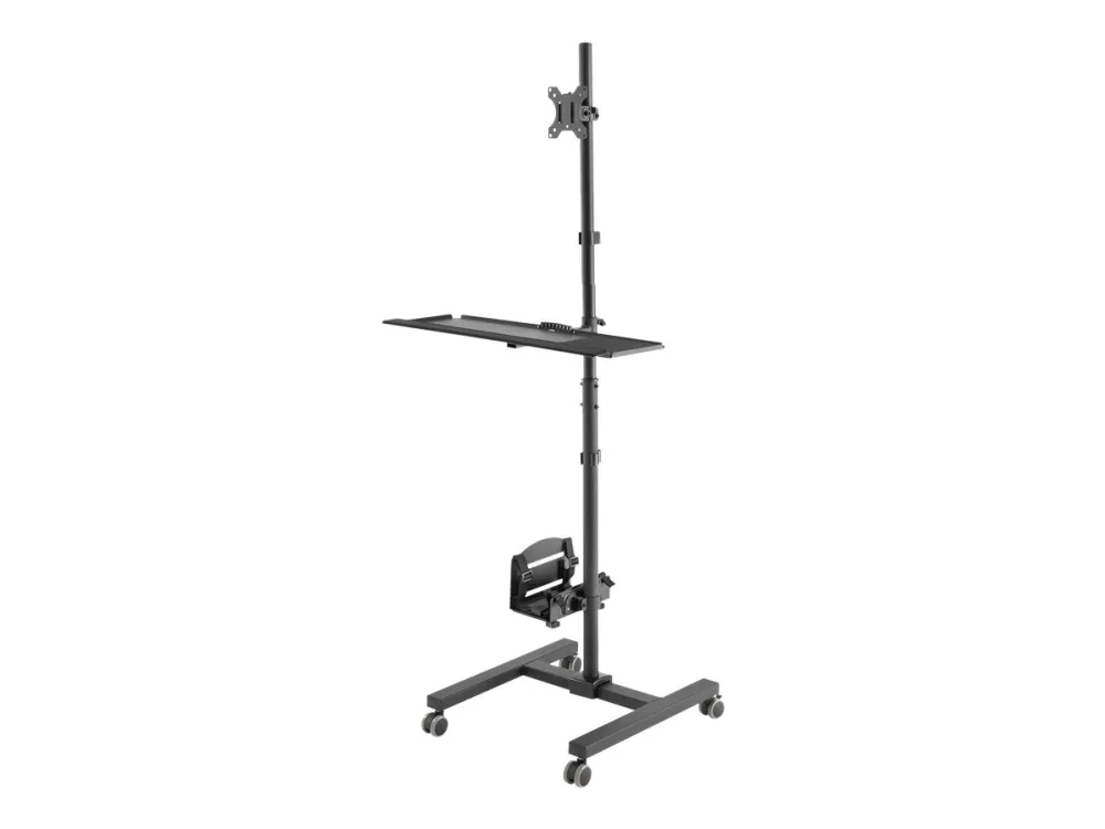 Maclean MC-793 - Vogn med hjul - for LCD-skærm / tastatur / CPU - plastik, stål - sort - skærmstørrelse: 17