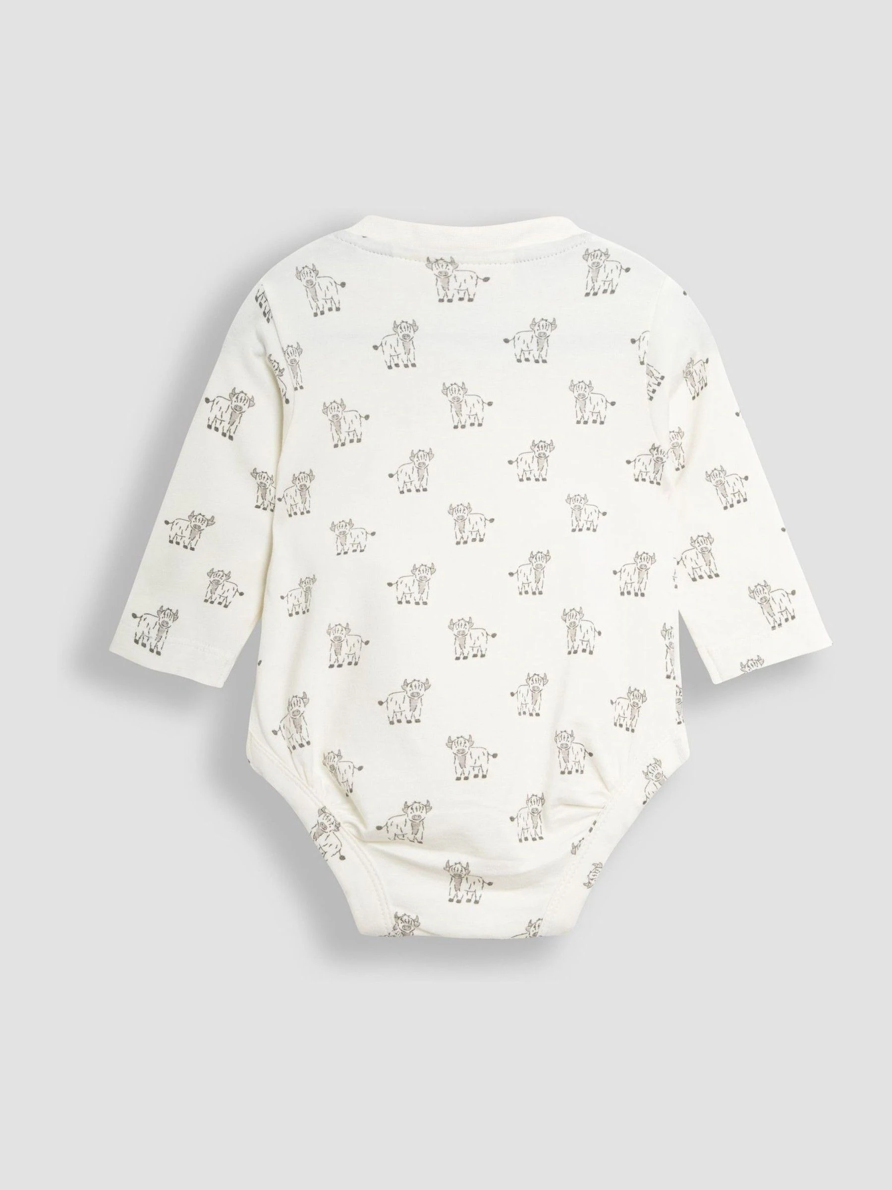 JoJo Maman Bébé Printed Highland Cow And Striped Bodies 2 Pack