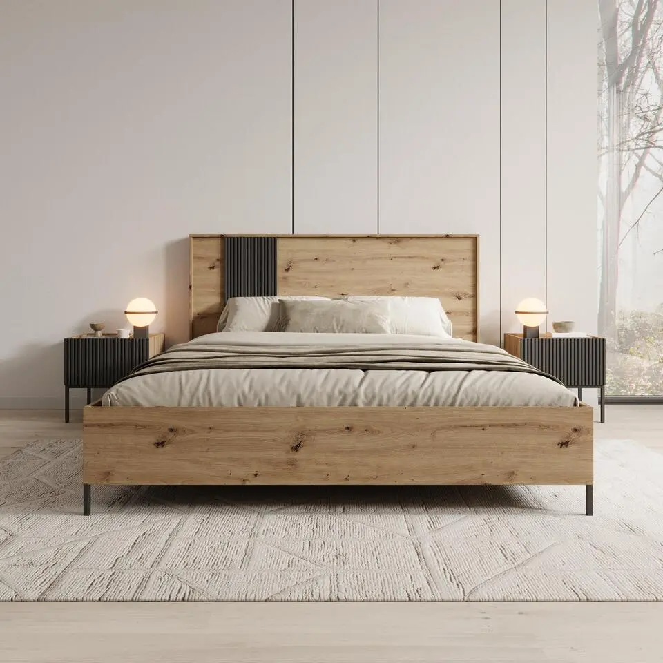 Meubella - Capri - Tweepersoonsbed - Eiken - 160x200 cm