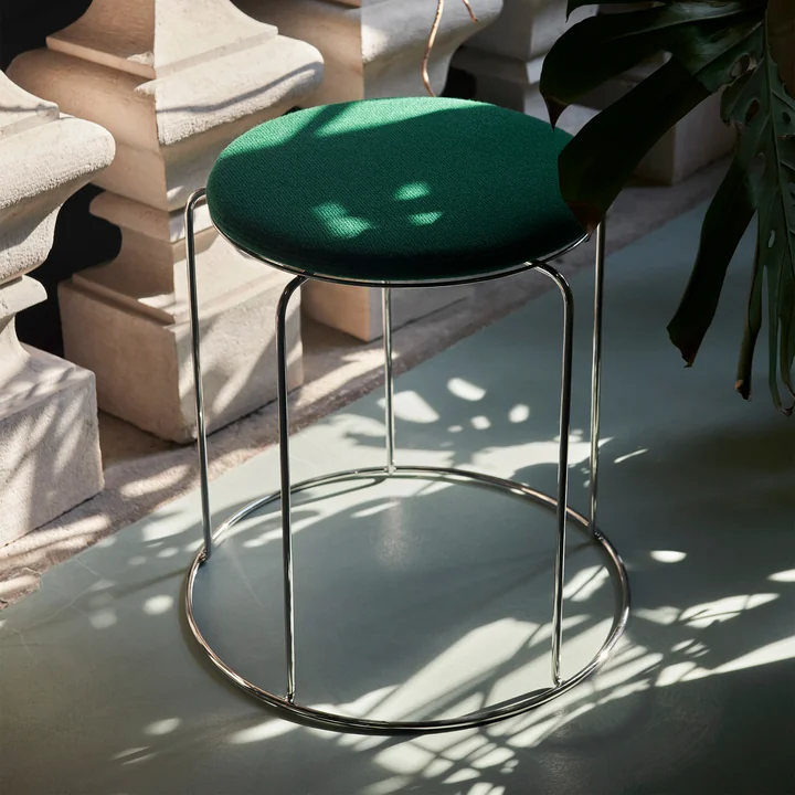 &Tradition - Wire Hocker mit Sitzauflage VP11, Edelstahl / blau (Kvadrat Hallingdal 723)