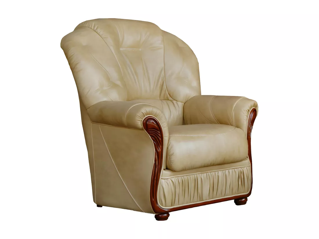 Canapé 3 places et un fauteuil 100% cuir de buffle beige DAPHNE