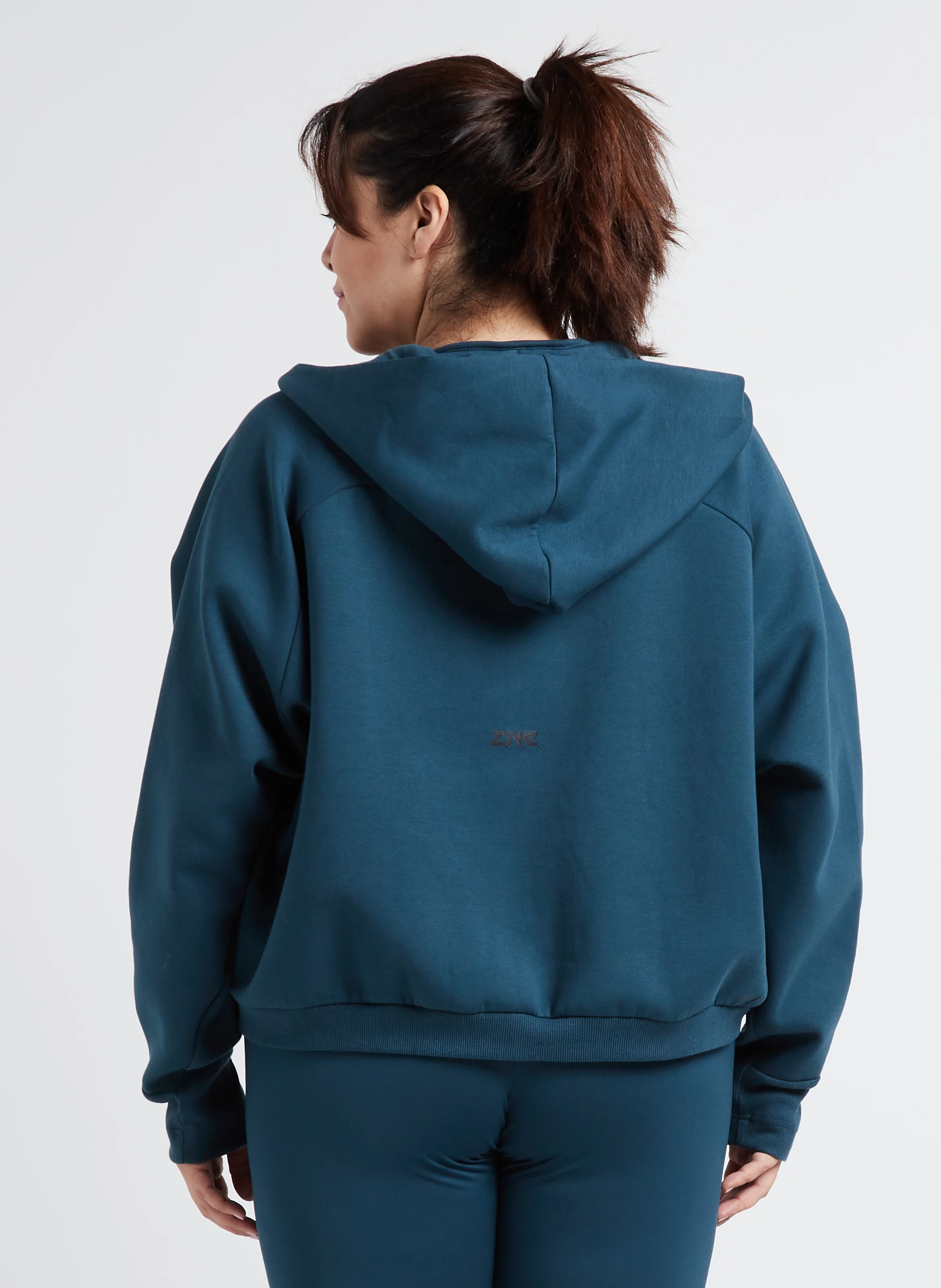 Veste col rond à capuche| Bleu