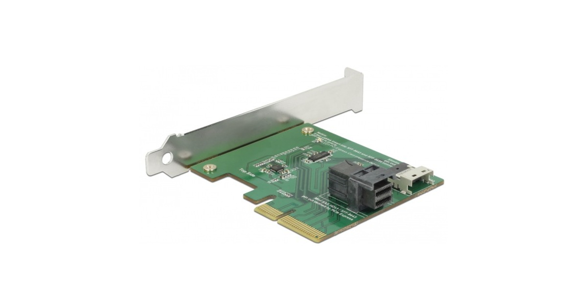 DeLOCKPCI Express x4 Card U.2 NVMe naar 1 x internal SFF-8654 4i + 1 x internal SFF-8643 – Low Profile Form Factor adapter  (Zilver)