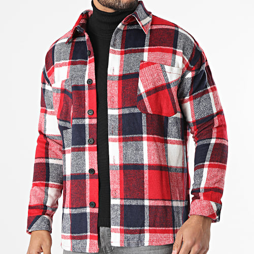 Surchemise A Carreaux KD643 Rouge Bleu Marine