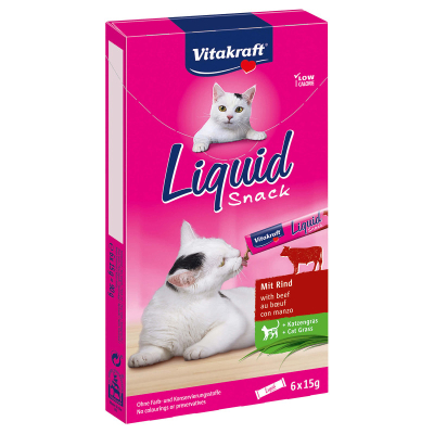 Vitakraft Liquid Snack Rind & Katzengras 6x15g