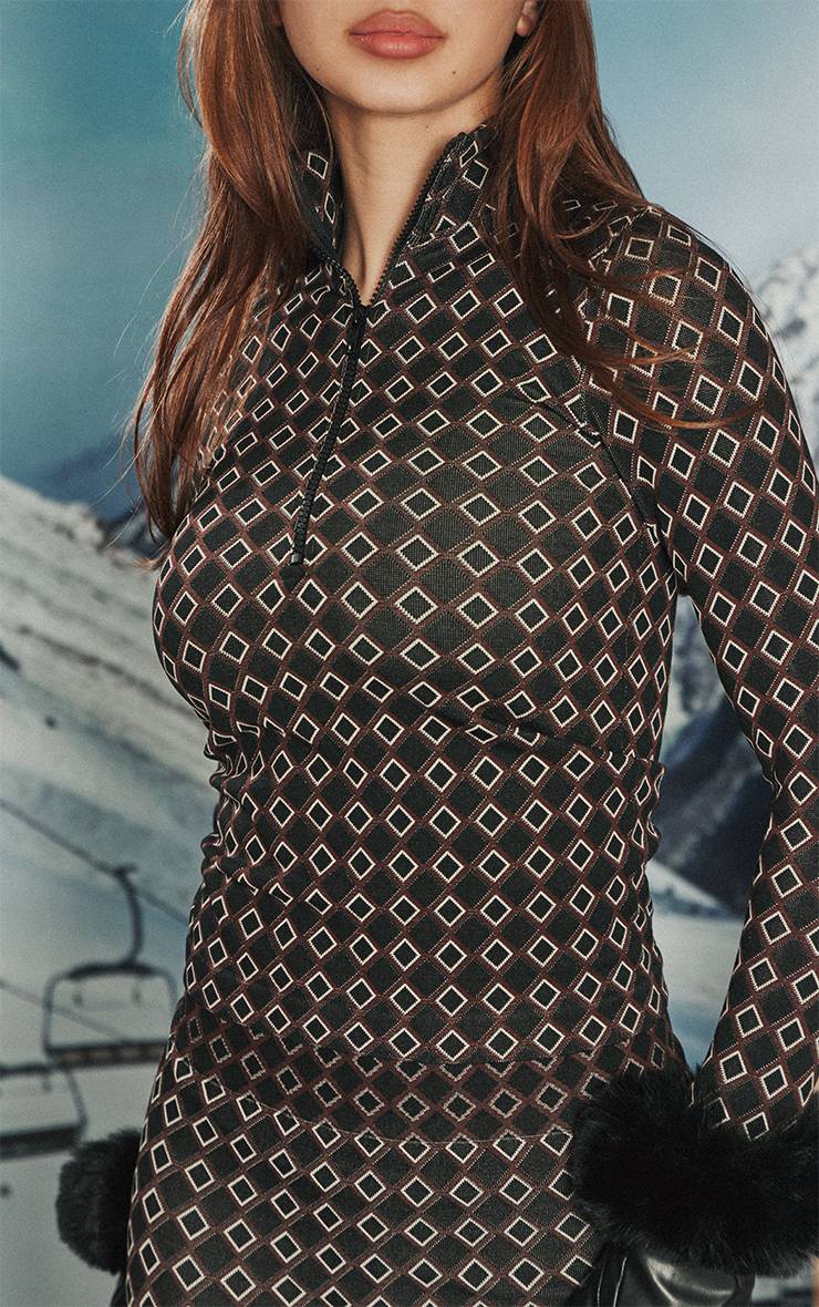 Chocolat Haut Sans Coutures Jacquard Ski PLT