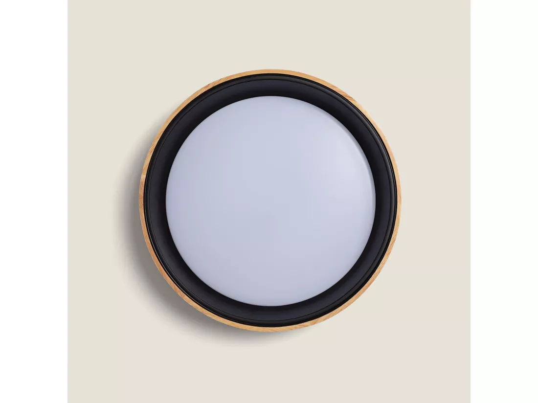 Plafonnier LED Rond Bois 30W CCT Sélectionnable Dari Ø570 mm Noir