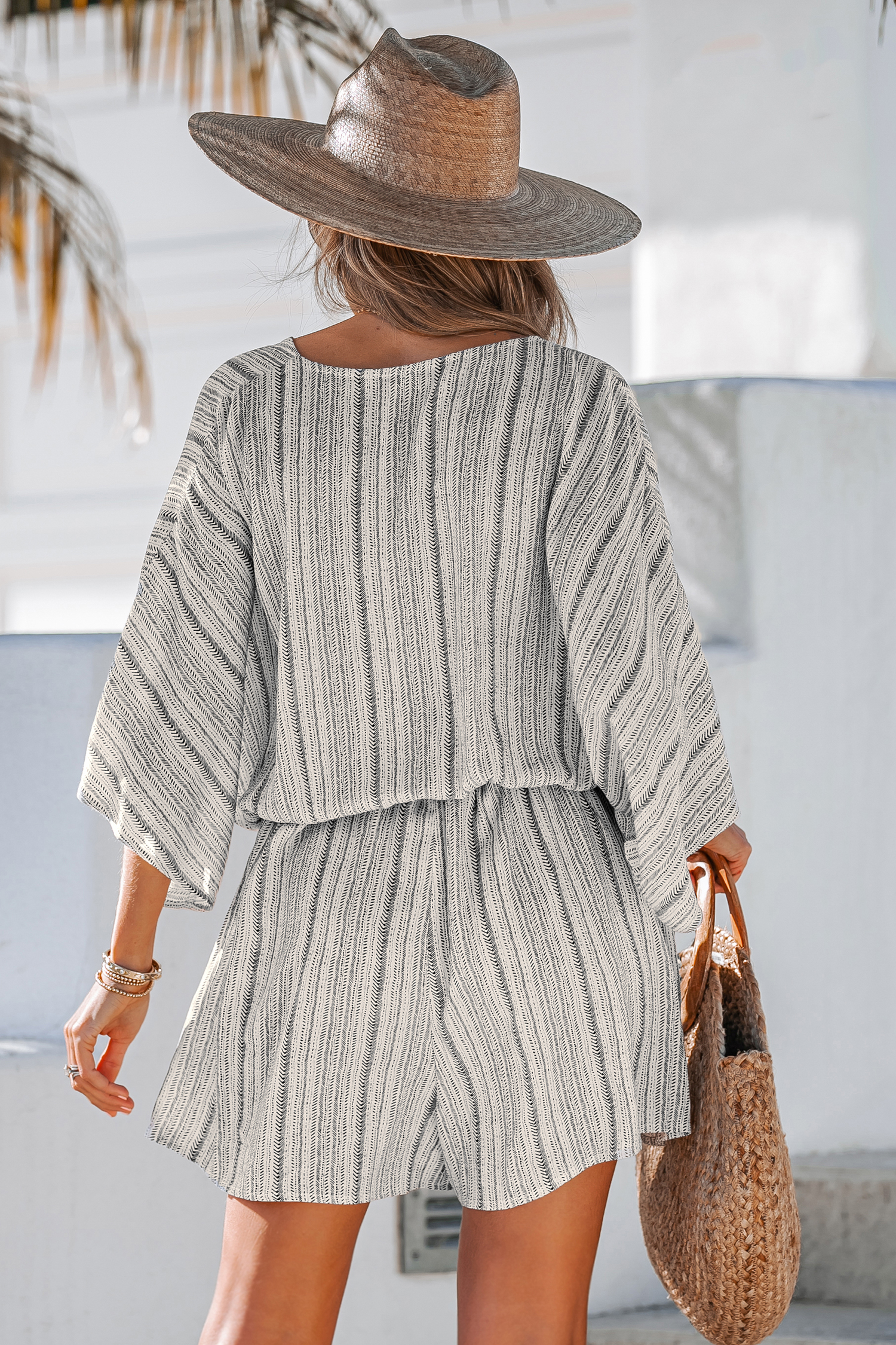 Combishort avec ceinture et rayures