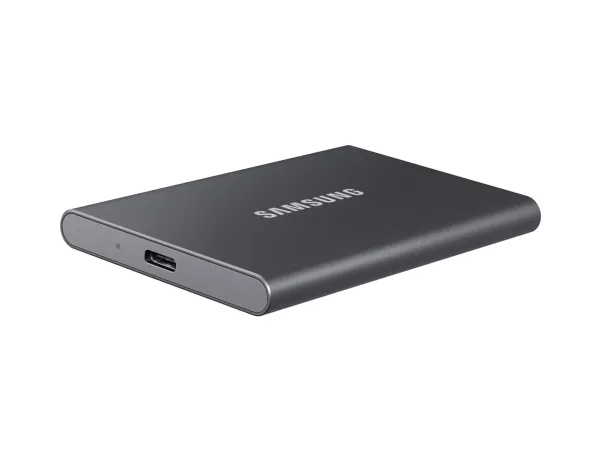 Samsung T7 MU-PC2T0T - SSD - krypteret - 2 TB - ekstern (bærbar) - USB 3.2 Gen 2 (USB-C stikforbindelse) - 256-bit AES - titan grå