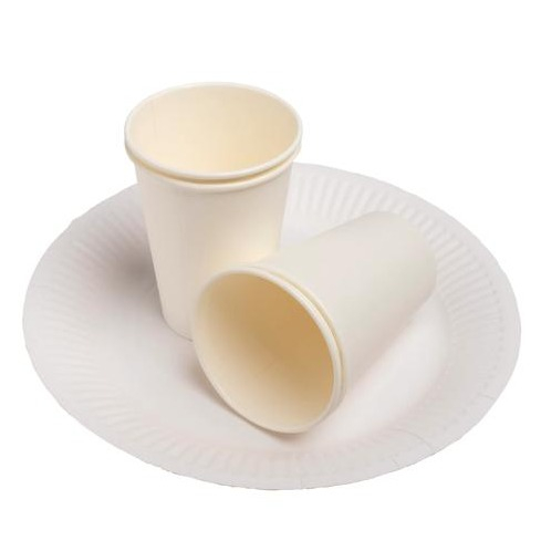 (15er Set) Pappbecher Einweg Papier Becher Party Geschirr Tisch Deko (89110I) - Weiss