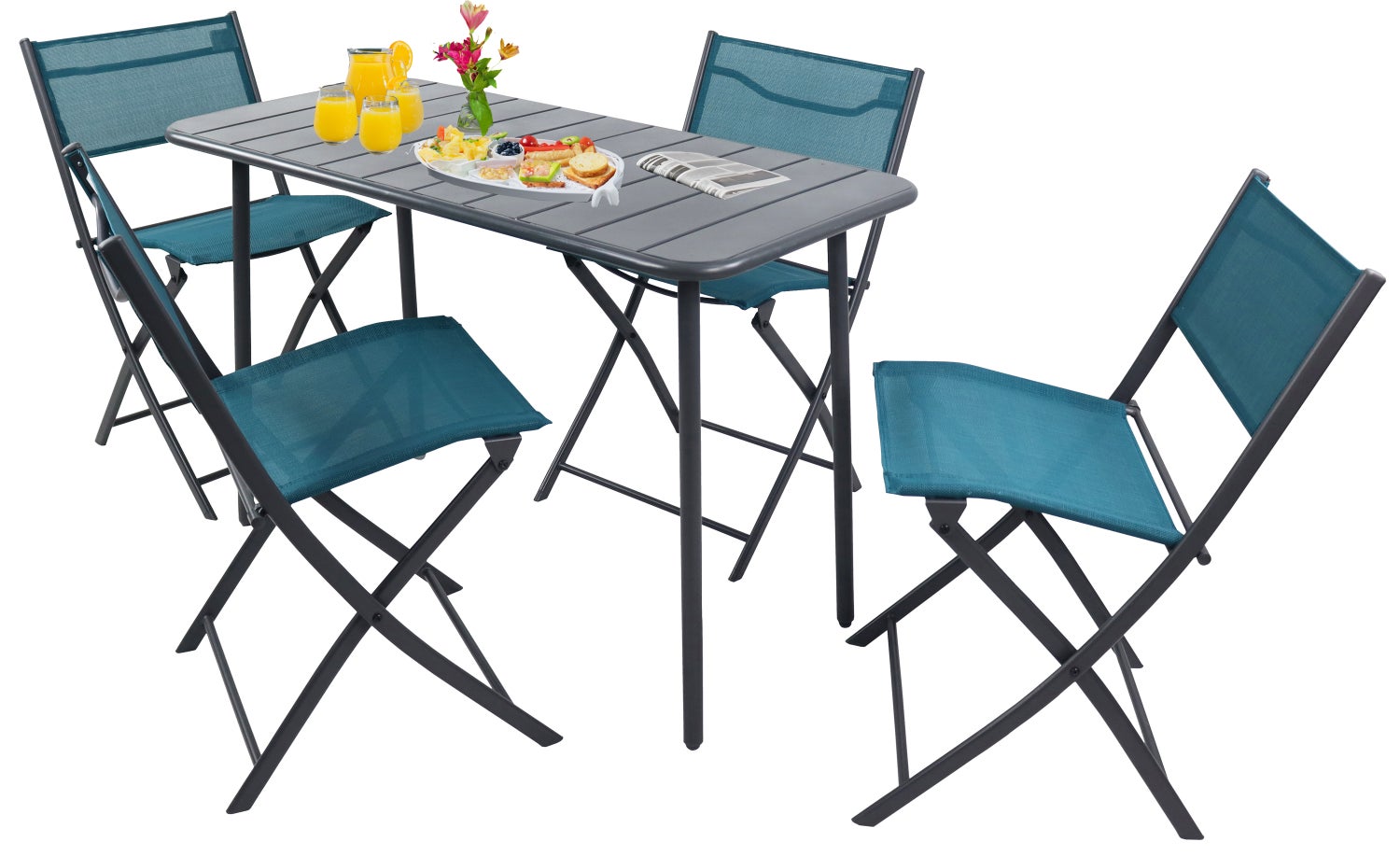 5-delige bistroset, balkonset, tuinset, Sumila turquoise