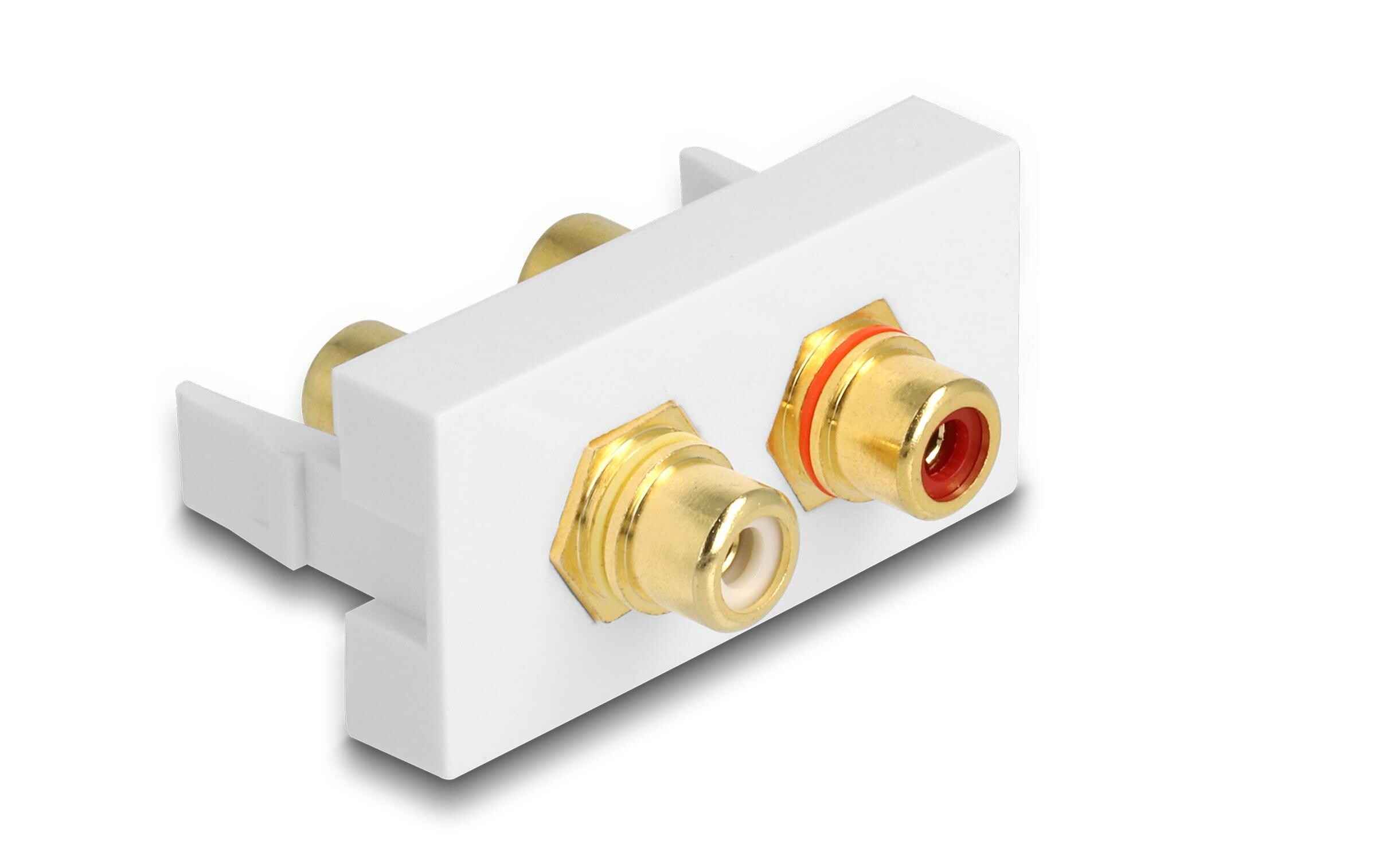 Easy 45 Modul 22.5 x 45 mm Cinch - CinchDelock Easy 45 Modul 2 x Cinch Buchse, Farbring Rot / Weiss 22.5 x 45 mm