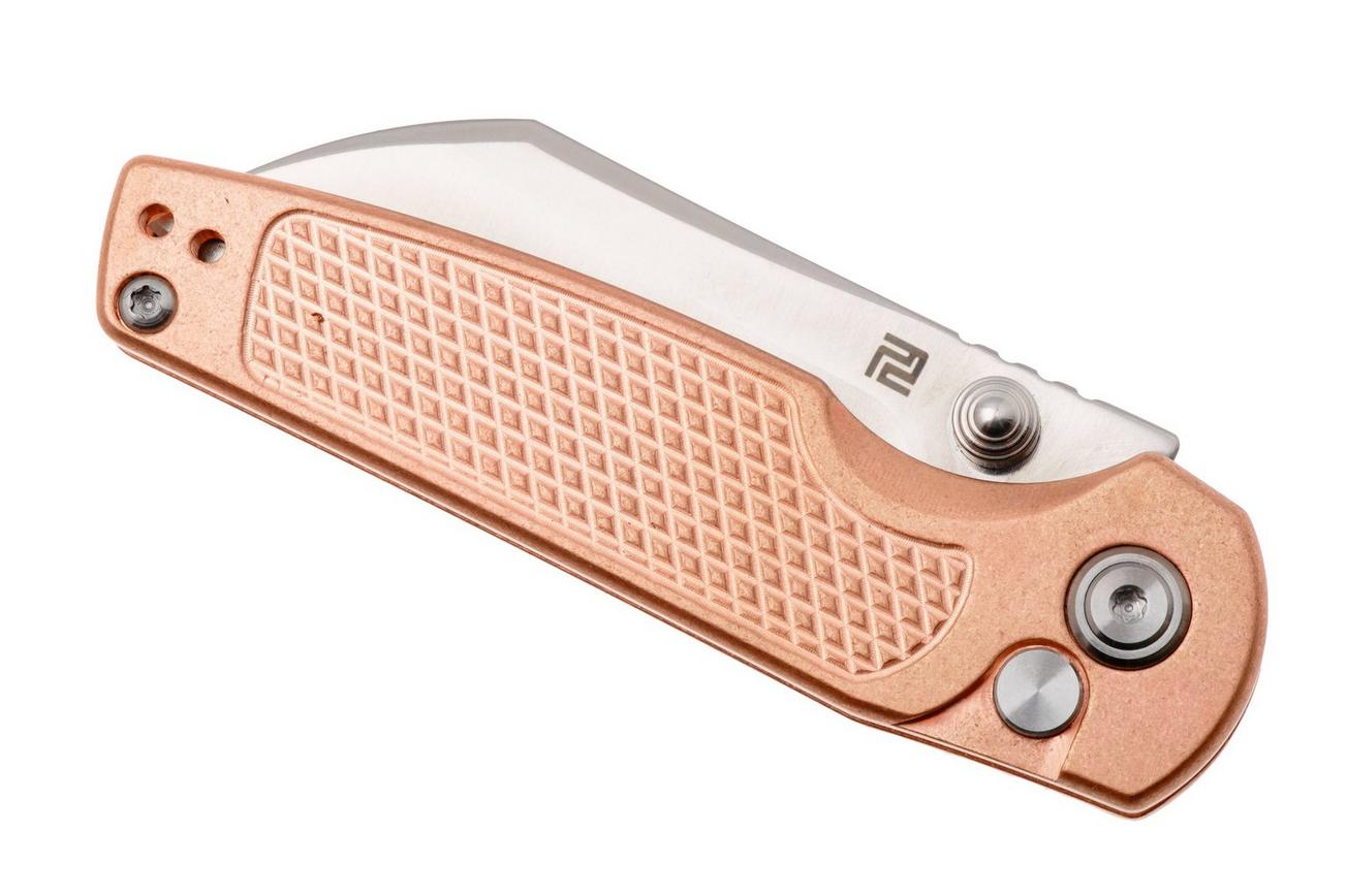 Artisan Cutlery Cleo 1871G-CO, Sand Polished CPM S90V, Copper Titanium zakmes, Johan Jordaan design