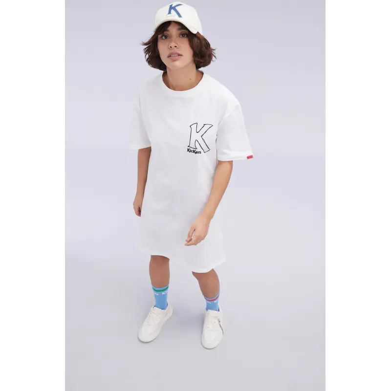 ORGANIC BIG K TSHIRT DRESS ÉCRUE ROBE Coton biologique Femme