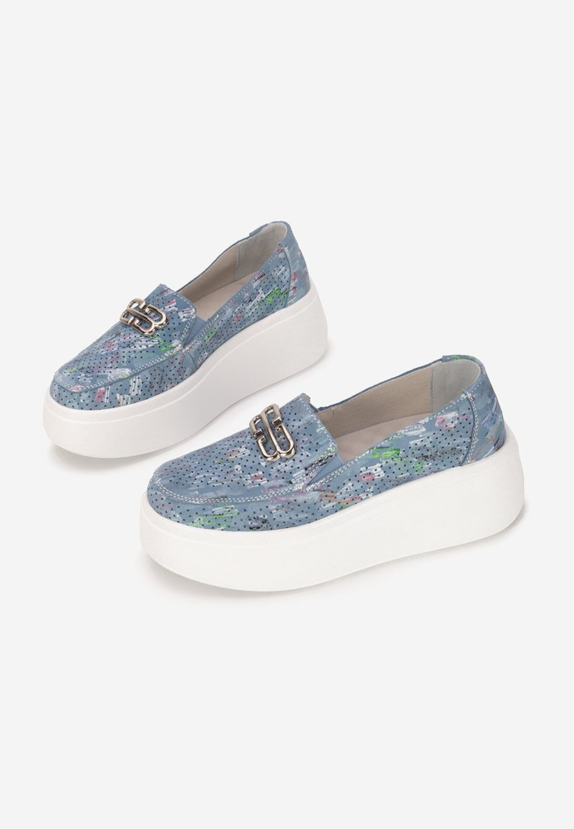 Mocassins femme en cuir bleus Brinleya