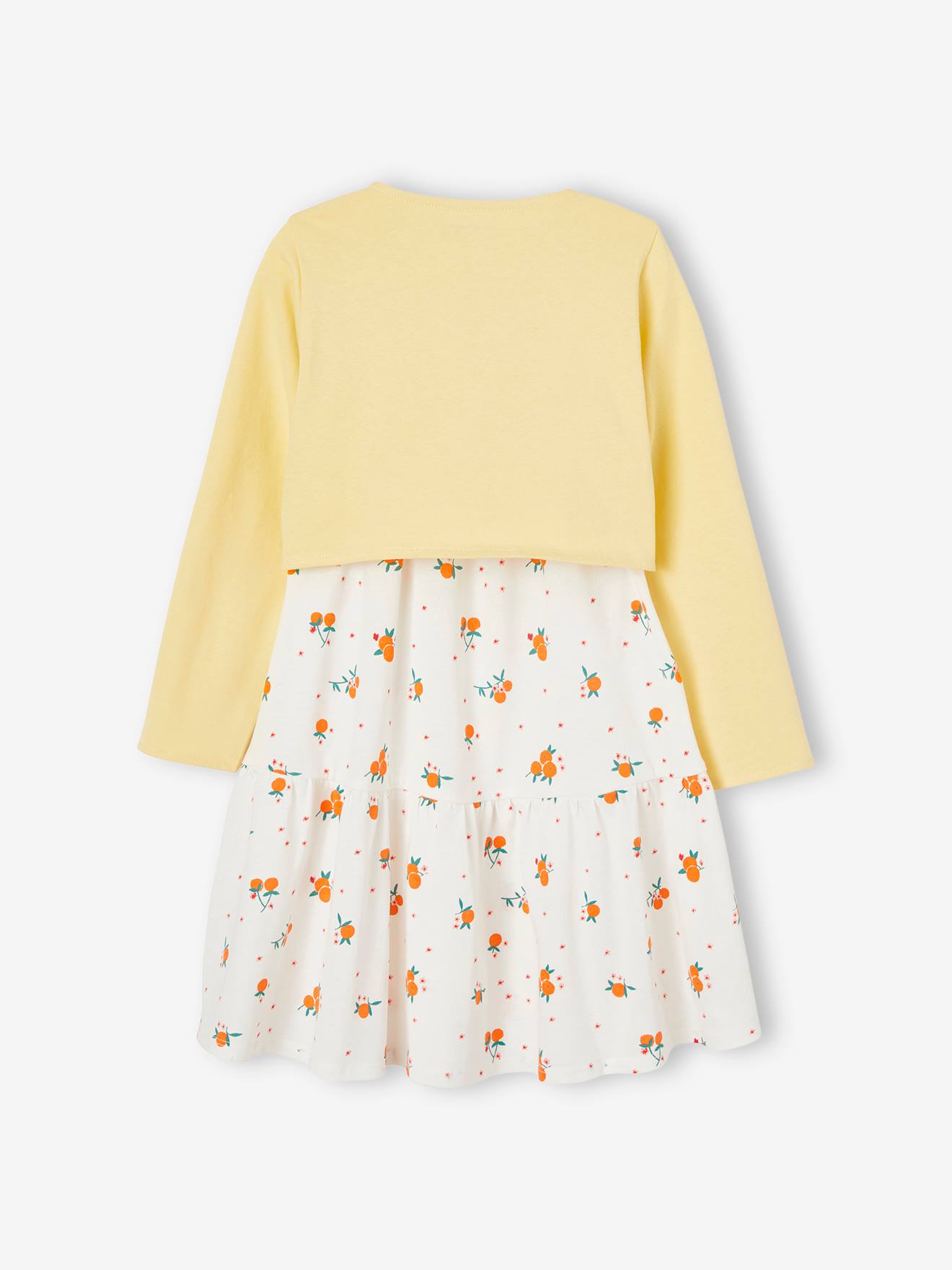 Roupa da menina: vestido amarelo claro e bolero