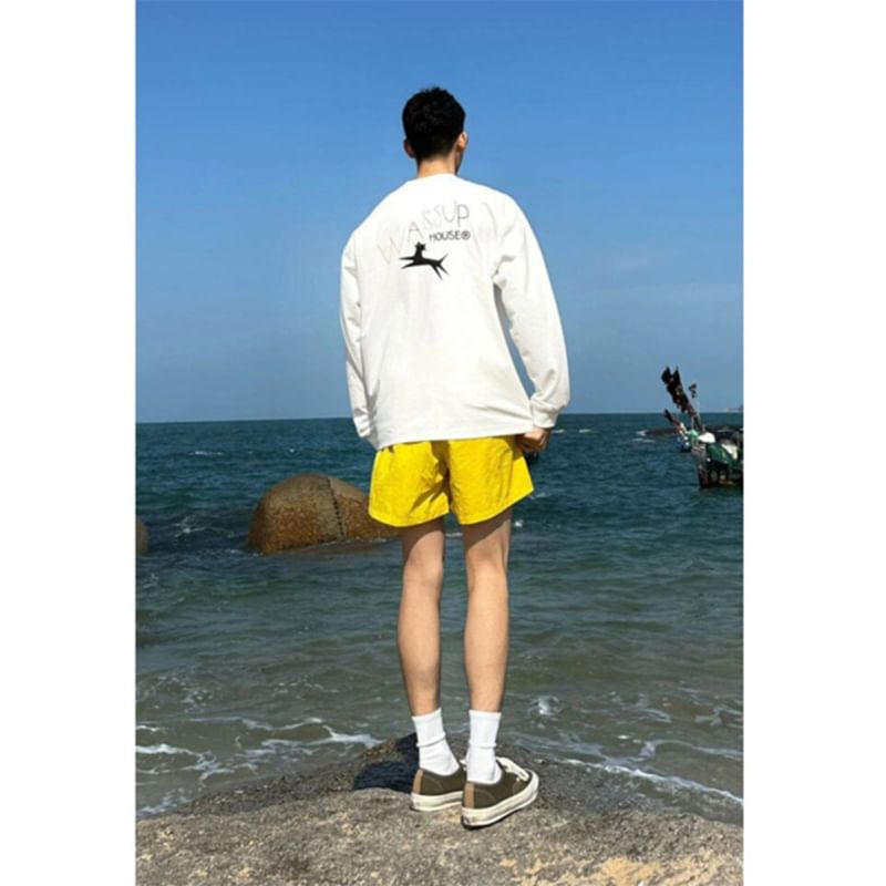 Giuliana - Effen strandshort met trekkoordtaille
