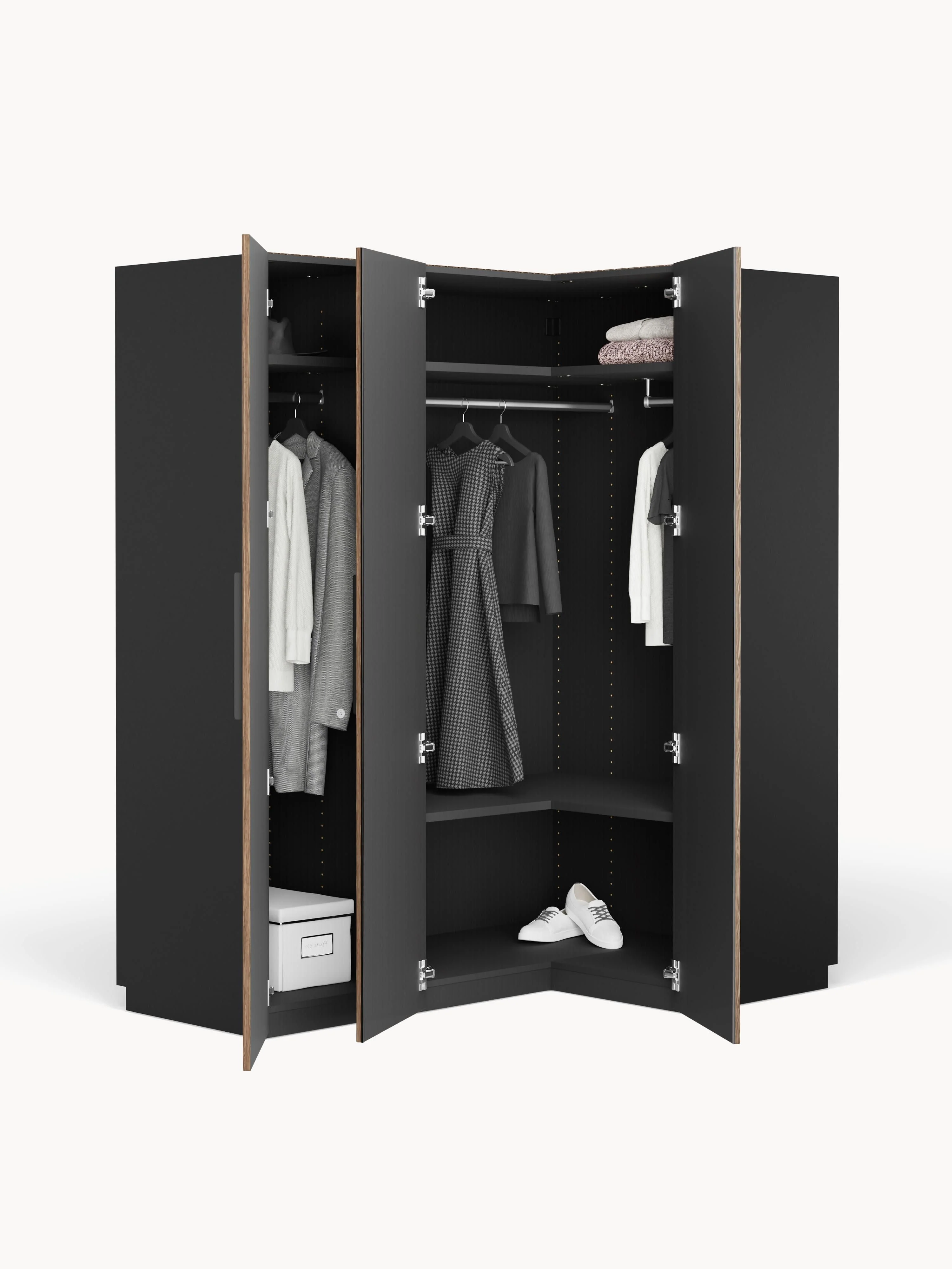 Modulaire hoekkast Simone, 165 cm breed, in verschillende formaten