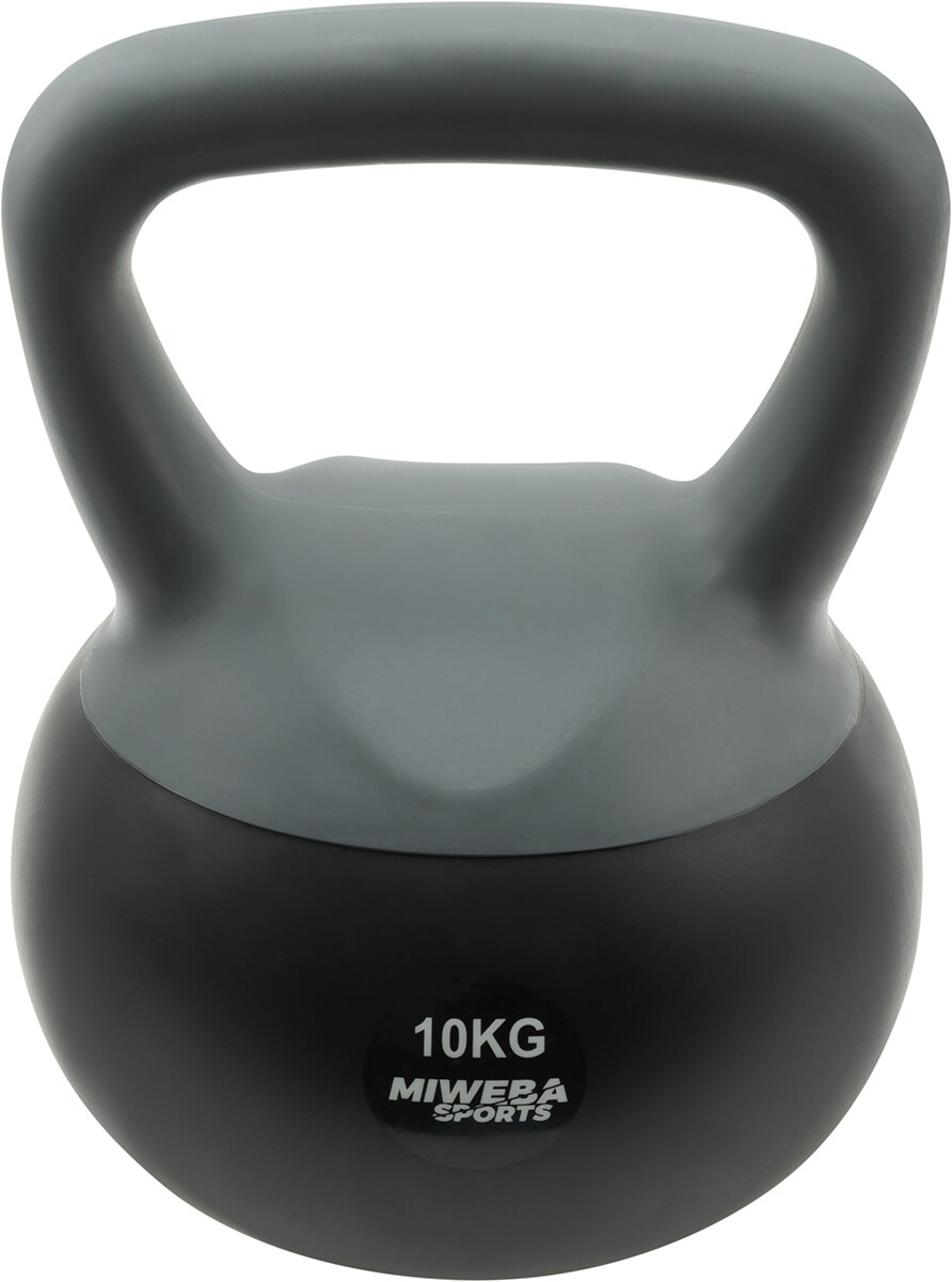 Miweba Sports Soft-Kettlebell KB100, 4-10 kg, PVC-Kugelhantel, Eisengranulat, rosa/türkis/grau (Grau, 10,0 kg)