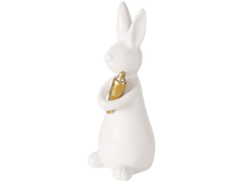 Boltze Aufsteller Hase Hopsi 17 cm, Keramik, Weiss Osterdeko