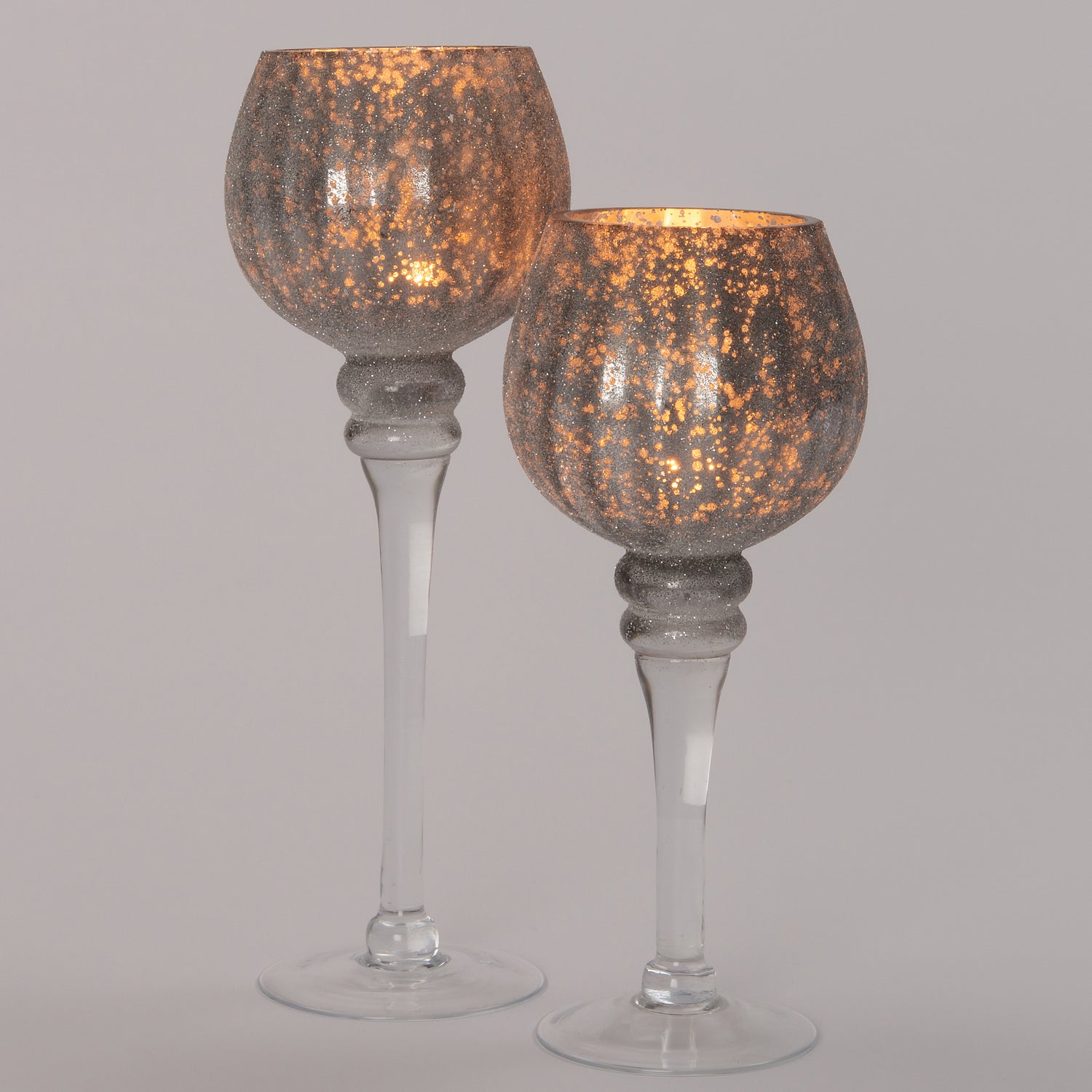 Intratuin waxinelichthouder op voet Lucie grijs / zilver D 11 H 25 cm