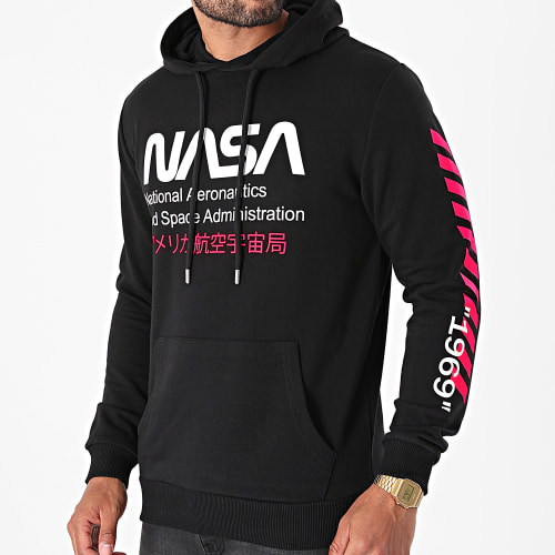 Sweat Capuche Admin 2 Noir Rose Fluo