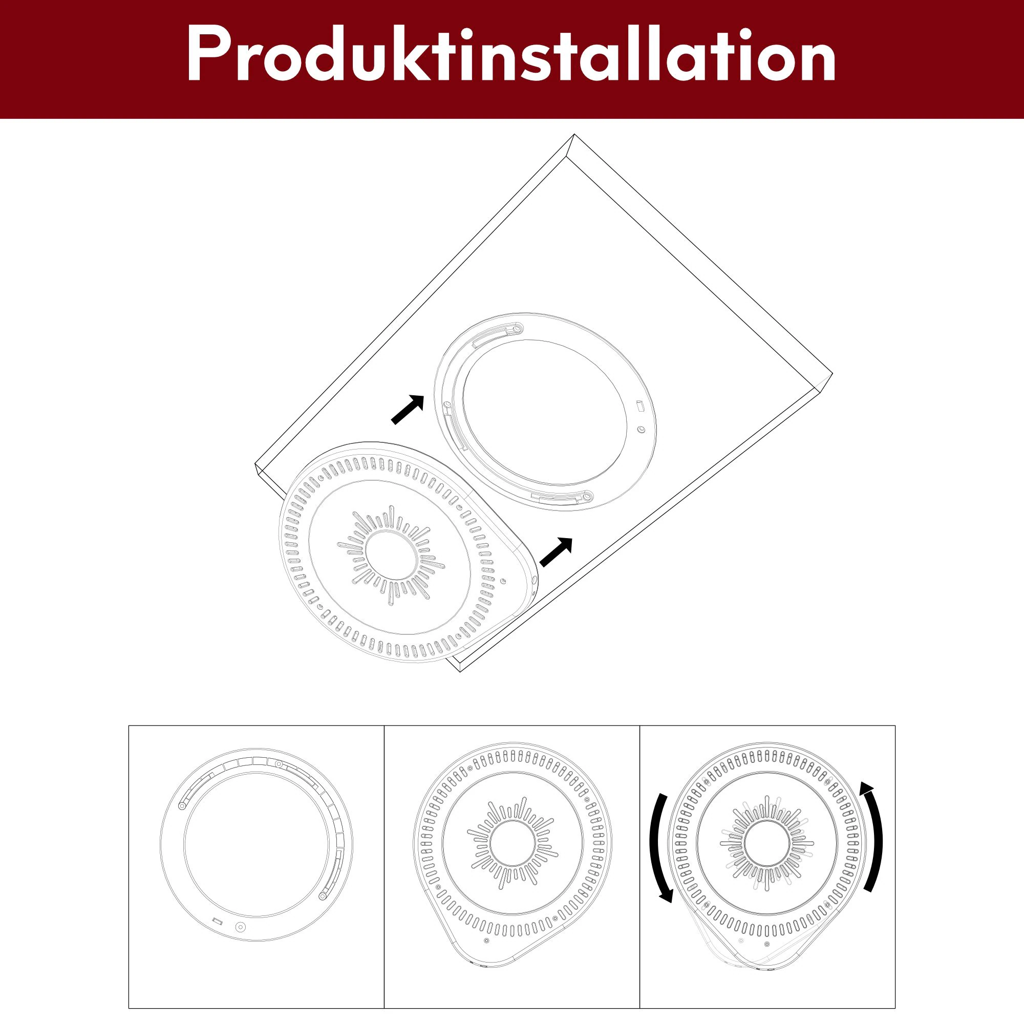 QI Unterbau Ladegerät schwarz Ladedistanz 15 - 30 mm Smart Wireless