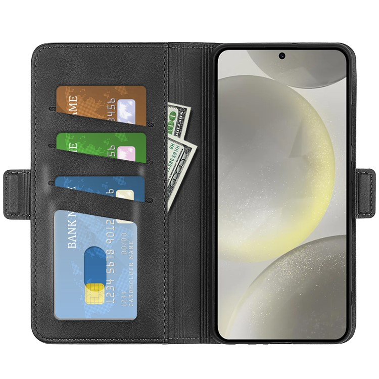 Samsung Galaxy S24 FE Vintage Leder Tasche Flip Cover Fashion Design - Schwarz